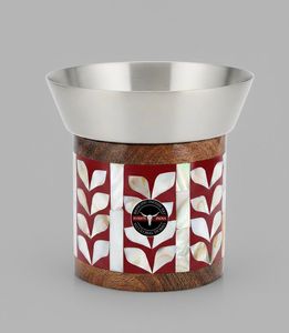 Brûleur d'encens Bakhoor religieux indien incrusté de nacre fait à la main avec porte-parfum en métal en bois d'acacia pour la décoration intérieure - Product Image 4