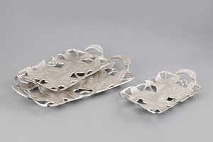 Vintage Cast Aluminium Craft Leaf <b>Chip</b> Dip <b>Tray</b> Server Platter Elegant Metal Alloy Home Decor Kitchen Serving Dish Appetizer - Product Image 2