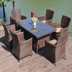 Juegos de comedor de jardín de ratán modernos y cómodos para el hogar, uso comercial de Hotel, Villa, apartamento para estilo de granja - Product Image 2