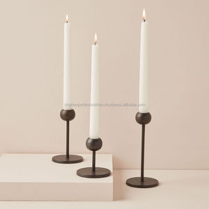 Bougeoir conique en métal fait à la main fini argent ensemble de 3 pour la décoration de table de maison et de mariage chandelles - Product Image 5