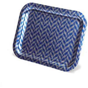 Plateau rectangulaire en métal fantaisie 233x307mm Plateau de service en bois bleu foncé antidérapant pour la maison pour le service de thé et de café - Product Image 4