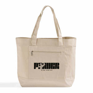 Custom Heavy Canvas Zippered Shopping Tote <b>Bags</b> with Logo <b>Medium</b> Size Letter Pattern-TG213 - Product Image 1
