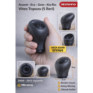 Pomo de Palanca de Cambios Negro para Kia Accent Era Getz Rio de 5 Velocidades, Compatible con Modelos 2006-2012 - Product Image 2