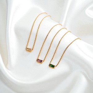 92.5 Argent Baguette Clair Quartz Gemstone 18 Pouces Collier-0.5 Micron Or Vermeil Charme Collier-Bijoux En Gros - Product Image 2