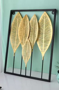 Ak เครื่องตกแต่งบ้านทองเหลือง,งานศิลปะโลหะติดผนังรูปใบไม้สีทองแบบศิลปะสำหรับแขวนผนัง - Product Image 5