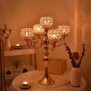 Candelabre en cristal métallique, porte-bougie, centre de table de mariage, décoration de table de banquet, décoration d'événement, décoration de fête, décoration d'intérieur, accents de qualité supérieure - Product Image 5