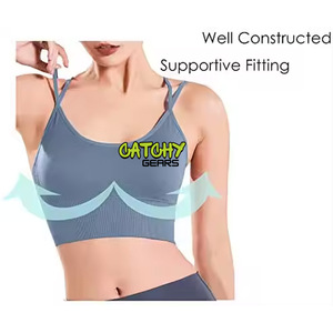 Sujetador Deportivo de Alta Calidad para Niñas, Transpirable, Sin Costuras, de Spandex, con Logotipo Personalizado, para Gimnasio, Entrenamiento, Estilo Halter, Espalda Descubierta - Product Image 4