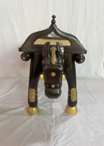 Handmade Wooden Horse Shape Side Table With Gold Inlay Traditional Ethnic Home Decor Bedroom Furniture For Home Hotel - Product Image 4