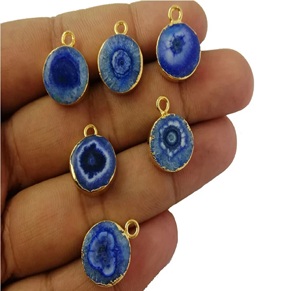 Oro galvanizado 13-14mm aprox. Colgante de piedras preciosas de cuarzo solar para fiesta de niños, Conector de piedra, colgantes de moda, dijes - Product Image 3