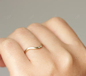 แหวนลายคลื่นสีทอง14K สีเหลืองเครื่องประดับสำหรับเจ้าสาวประดับเพชรหรูหรา VVS มีแถบเพชรเดี่ยวโค้งสำหรับงานแต่งงาน - Product Image 2