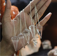 Meilleur pendule en cristal de pierres précieuses naturelles polies, chaîne en argent, outil de guérison Reiki, équilibrage des chakras, pierre semi-précieuse