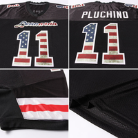 Jersey Sepak Bola Amerika Kustom Unisex V-Neck Cetak Transfer Panas Seragam Jaring Cetak Bendera Bernapas Lengan Pendek Ukuran Besar
