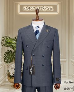 Elegante traje transpirable para hombre 80% lana 20% poliéster Slim Fit traje Formal para bodas y negocios - Product Image 5