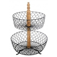 Net Design 2-laags ijzeren draad opbergmand op maat gevormd milieuvriendelijk modern multifunctioneel fruit- en groenterek grijs afgewerkt beste