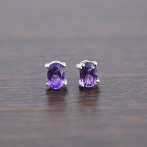 Venta al por mayor de joyería de moda Natural Raw púrpura amatista Stud pendientes Natural Stud pendiente joyería - Product Image 1