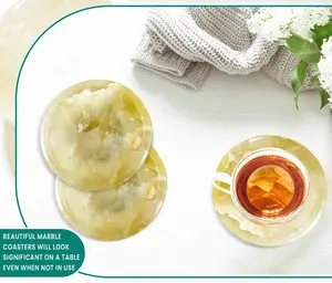Juego de posavasos de mármol verde de calidad superior Base antideslizante impermeable para bebidas frías y calientes 1 año para uso en interiores Villas Hospitales - Product Image 2