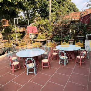 ชุดโต๊ะและเก้าอี้หวายทรงกลมสีฟ้าทันสมัยสำหรับเด็กเฟอร์นิเจอร์อบอุ่นเป็นมิตรกับสิ่งแวดล้อมสำหรับกลางแจ้งโรงแรมสวนสาธารณะ - Product Image 3