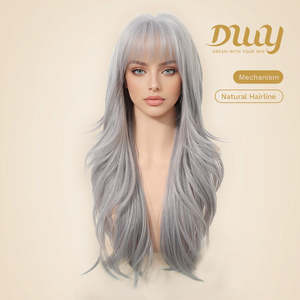 Caroline-DWY 26-Inch MiraScalp Long-Length Silver <b>Grey</b> <b>Wig</b> with Long Curly Style High Temperature Fiber High Quality for Women - Product Image 2