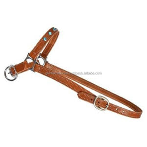 Elegante y resistente cosido a mano de cuero tostado, Halter de caballo, diamantes de imitación ostentosos decorativos en la corona y ajuste de níquel ajustable completo - Product Image 5