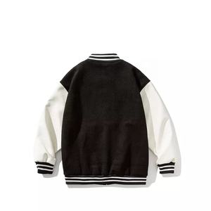 Haute qualité 100% laine Varsity doudoune fermeture éclair deux poches col Mandarin broderie Logo Chenille patchs manteaux - Product Image 2