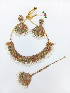 Gargantilla nupcial Joyería Gargantilla de cristal indio Conjunto de collar para mujer Fabrica joyería al por mayor, - Product Image 4