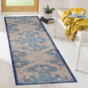 Tapis turc bleu marine : Décoration ethnique antique, lavable en machine, tapis imprimé, tapis en chenille - Product Image 4
