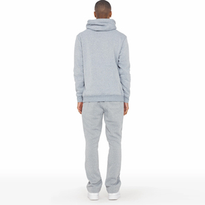 100% survêtements évasés en coton pour hommes couleur unie de haute qualité impression de logo personnalisé combinaison de jogging évasée d'hiver - Product Image 2