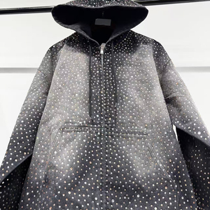 SALATI OEM & OEM Personnalisable Nouveau Design Sweats à Capuche avec Strass Style Streetwear Hiver Coton Surdimensionné Homme Haute Qualité - Product Image 3