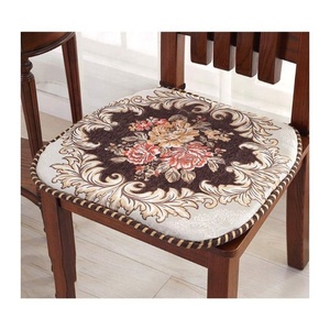 Half White Big Blue Floral Graphic Printed GOTS Certified Home Furniture Sofa Decor 100% Organic Cotton Chair Pads With Ropes - Product Image 3