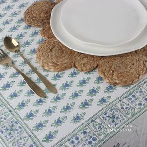 Belle couverture de table imprimée Hand Block pour les célébrations respectueuses de l'environnement Nappe de table en coton fait main indienne Couverture de table en coton - Product Image 6