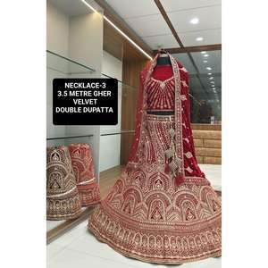 Venta de exportación de terciopelo Lehenga Choli ocasiones festivas con hilo dorado para Mujer Colección de ropa de FIESTA DE LA India - Product Image 5