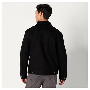 Custom Men's Vintage Black Denim Jacket | Button-Up Winter Coat | Durable Cotton Twill Fabric | OEM/ODM Casual Outerwear - Product Image 4