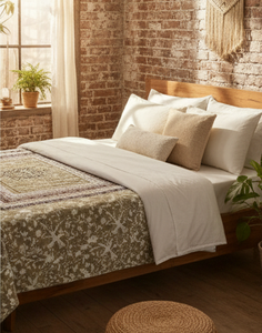 Sábana de Lujo King Size 100% Algodón No Tejido 93x108 Resistente a las Arrugas Absorbente de Humedad Elegante Estampado de Rayas Marrones - Product Image 2