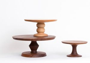 ถาดไม้อะคาเซียแบบเท้าสูงทำจากไม้อะคาเซียแท่นวางเค้กสำหรับเสิร์ฟเค้กและผลไม้ - Product Image 5