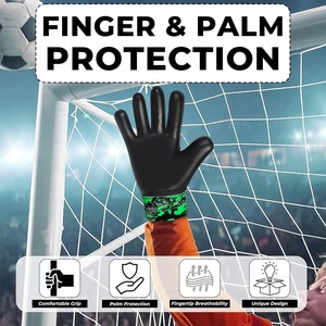 Gants d'entraînement de football unisexes pour enfants et adultes, respirants, antidérapants, résistants à l'usure, en latex imperméable, à fermeture à lacets, pour l'extérieur - Product Image 6