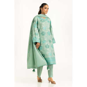 IUSTKSD-1270 Traje de Satén Bordado de 3 Piezas con Pashmina - Product Image 4