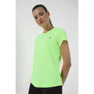 Camiseta Casual de Algodón para Mujer Tommylife, Cuello Redondo, Manga Corta, Corte Estándar, Color Verde Neón - 97144 - Product Image 1