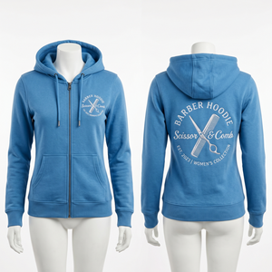 เสื้อฮู้ดบาร์เบอร์แบบยูนิเซ็กซ์ ผ้าฝ้ายผสมโพลีเอสเตอร์ 320 GSM สีกรมท่า แขนเสื้อแบบแร็กแลน สกรีนพิมพ์ลายปักโลโก้ตามสั่ง - Product Image 5