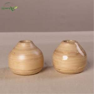 Jarrón de Bambú Natural - Jarrón Decorativo Redondo Hecho a Mano para Decoración del Hogar e Interior - Product Image 1