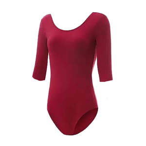 Justaucorps de gymnastique personnalisés pour filles, à manches longues, en coton et élasthanne, avec logo, pour l'entraînement et la danse, de haute qualité, avec taille élastique, pour enfants - Product Image 2