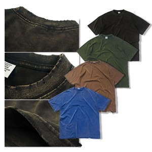 Logo personnalisé été hommes T-shirt 100% coton blanc noir unisexe surdimensionné Vintage Stone Washed chemises en détresse pour hommes - Product Image 4