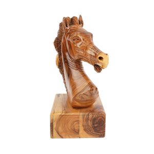 Sculpture de tête de cheval en bois d'olivier sculptée à la main, 24 cm, figurine de cheval en bois artisanale, vente en gros de Bethléem - Product Image 3