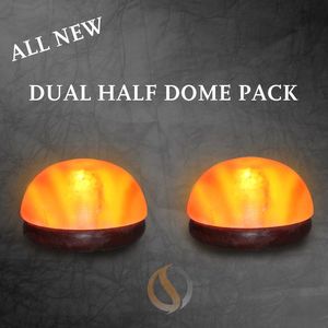 Fait à la main double demi-dôme sel de l'Himalaya lampe thème d'amour sculpté sur support en bois calme chambre éclairage décoration - Product Image 2