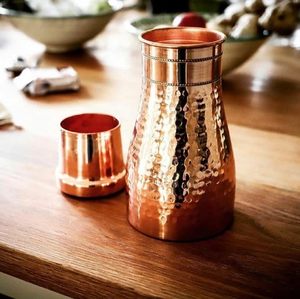 High Quality Pure Copper <b>Water</b> <b>Bottle</b> Minimalist Style Hammered Finish with Yoga Ayurveda Health Benefits - Product Image 3
