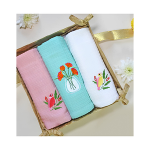 Serviettes de cuisine en coton à bordure florale verte 40x60cm 180GSM 200TC, torchons imprimés OEKO-TEX BSCI, faible MOQ, OEM ODM, Inde B2B - Product Image 6