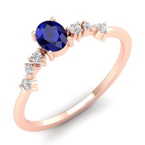 REYES Prix de gros d'usine Bague de fiançailles en moissanite avec pierre précieuse saphir bleu taille ronde de 0,35 ct en argent sterling 925 - Product Image 2