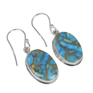 Turquesa Azul Cobre, Plata de Ley 925, Gema, Piedra de Nacimiento de Diciembre, Joyería Hecha a Mano, Forma Ovalada, Regalo de Boda, Moderno - Product Image 1