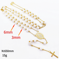 Collier Chapelet Anti-ternissement Perles Acier Inoxydable Plaqué Or Vierge Marie Notre-Dame de Guadalupe Christ Collier Chapelet Or