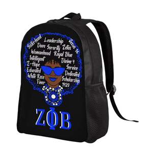 Zeta Phi Beta sac à dos en coton personnalisé fermeture à glissière Style décontracté pour les étudiants léger Durable grande capacité lettre - Product Image 2