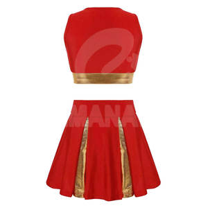 Créez votre propre logo imprimé sur des ensembles jupe et haut deux pièces en tissu spandex/polyester, couleur personnalisée, uniformes de cheerleading - Product Image 5